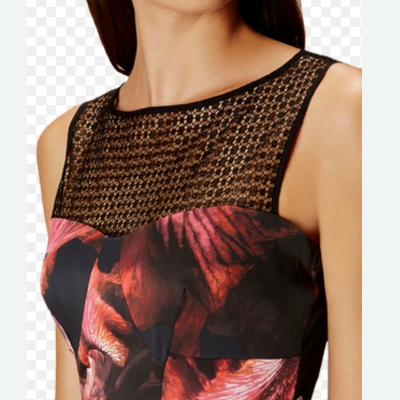 Karen Millen Midi Sheath Dress Women US 6 Sleeveless Black Floral NEW 1476 - Picture 2 of 8